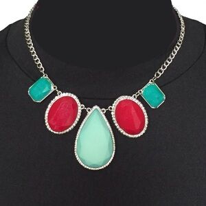 Collar Necklace Statement Red Green Extendable 16” - 18.5”